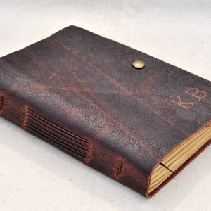 Personalized Unique Leather Journal gift for him for herfree Initials image 2