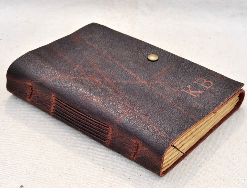 Personalized Unique Leather Journal gift for him for herfree Initials image 2