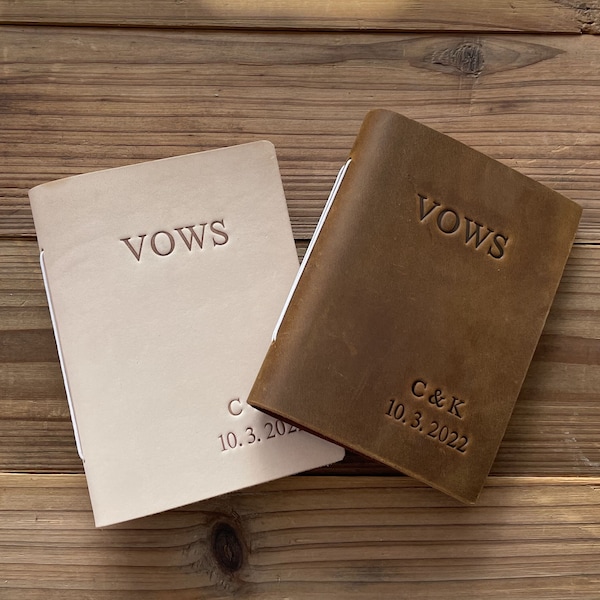 His and Her Vow Books, Leather Vows Book ,Custom Vows Booklet, Personalized Gift