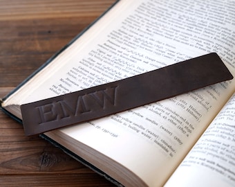 Personalized Bookmark,Custom Leather Bookmark, Initial Bookmark