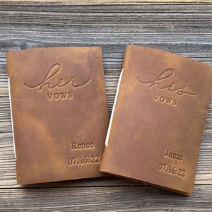 His and Her Vow Books, Leather Vows Book ,Custom Vows Booklet, Personalized Gift