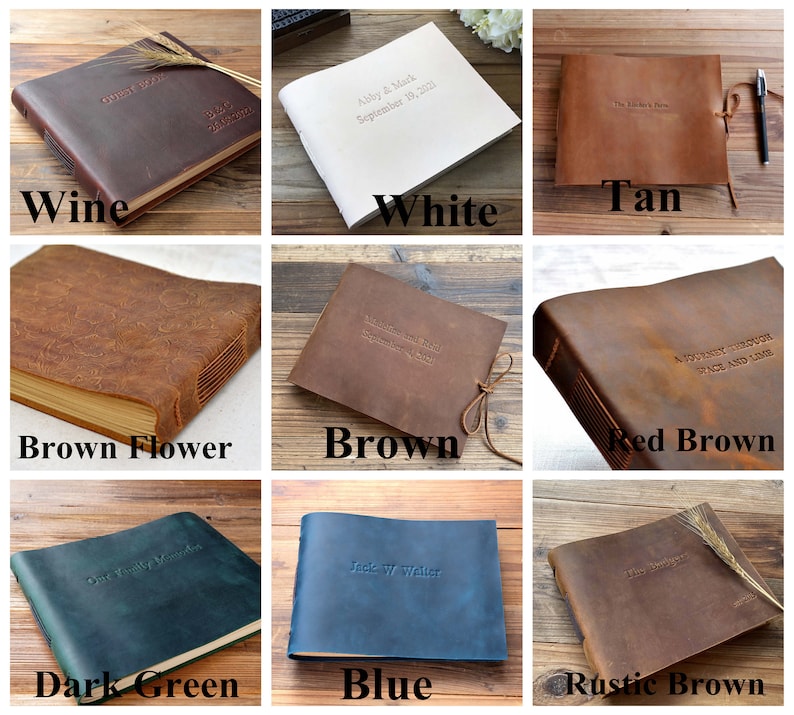 Wedding Guest Book, Leather Guest Book, Rustic Guest Book, Photo Guestbook, Leather Guestbook,Leather Photo Album, For Wedding image 8