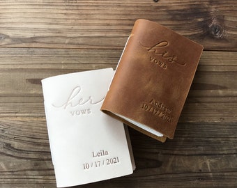 His and Her Vow Books, Leather Vows Book ,Custom Vows Booklet, Personalized Gift