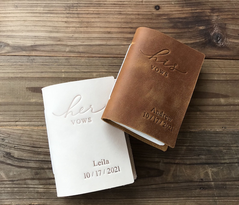 His and Her Vow Books Leather Vows Book custom Vows Booklet Etsy