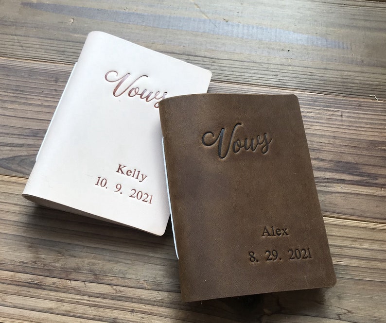 Personalized Leather Wedding Vows Book Vow Books Set Of 2 image 1