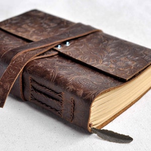 Personalized Leather Journal notebookcustom vintage flower leather sketchbook