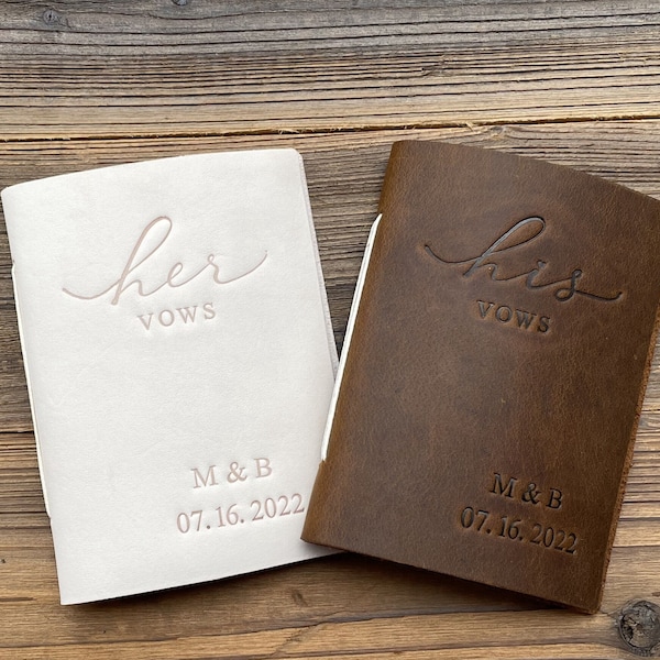 Personalized Vows  His and Her Vow Books Leather Vows Book Vows Booklet Wedding Gift