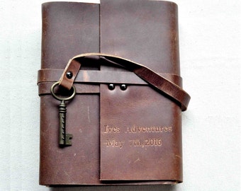 Vintage Leather Journal  Leather Sketchbook Rustic Guestbook Gifts for Him Her