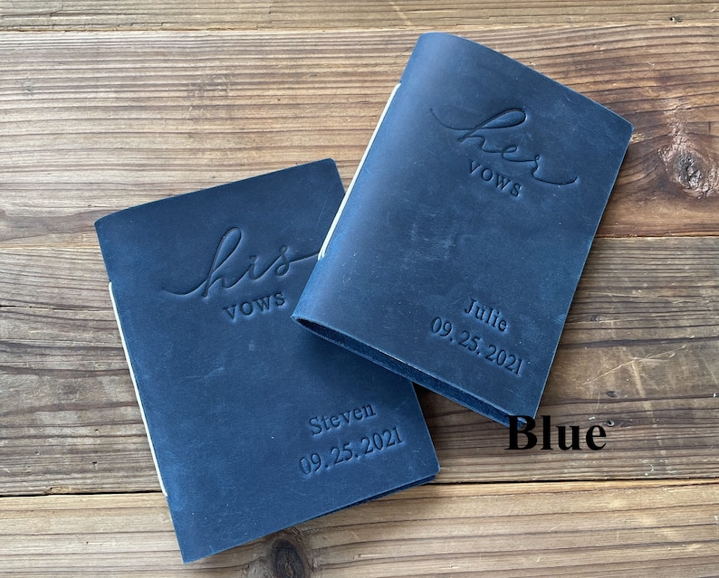 His and Her Vow Books, Leather Vows Book ,Custom Vows Booklet, Personalized Gift image 5