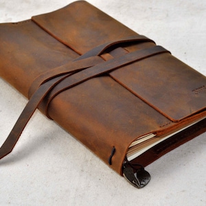 Diario di viaggio in vera pelle ricaricabile, diario vintage in formato A5, quaderno in pelle immagine 4