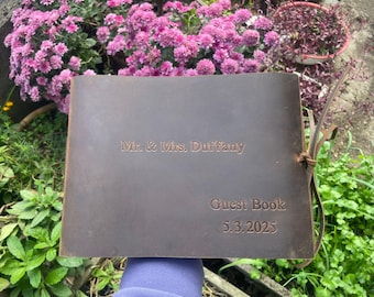 Personalized Guestbook Custom Scrapbook Album Leather Sketchbook  Christmas Gift