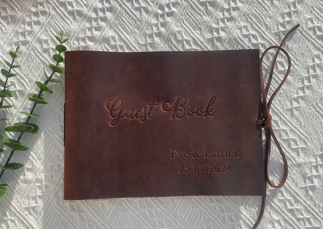 Rustic Guest Book,wedding Guest Book, Leather Guestbook,wedding Photo ...