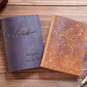 His and Her Vow Books, Leather Vows Book ,Custom Vows Booklet, Personalized Gift