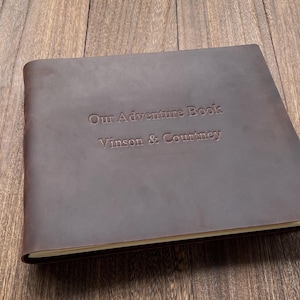 Personalized Photo Scrapbook Leather Album Adventure Book Gift for Him and Her