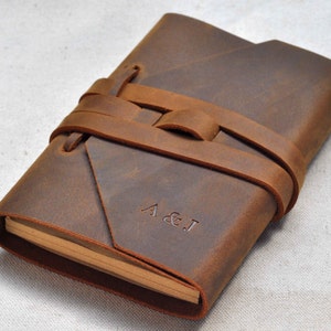 Handmade Travel Notebook Refillable Leather Journal Leather Notebook Custom Journal( Free stamp)