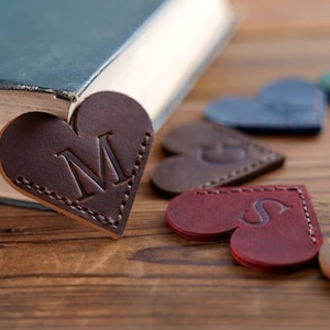 Personalised Initial Leather Corner Bookmark Christmas Gift