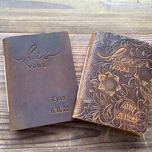 His and Her Vow Books, Leather Vows Book ,Custom Vows Booklet, Personalized Gift