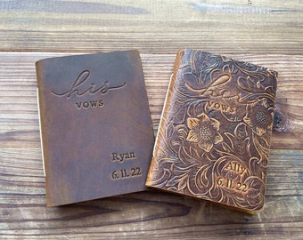 His and Her Vow Books, Leather Vows Book ,Custom Vows Booklet, Personalized Gift