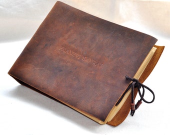Leather Guestbook Unique Scrapbook gift for Him and Her