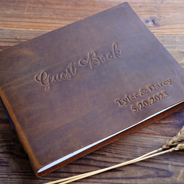 Rustic Guest Book,Wedding Guest Book, Photo Guestbook,Leather Photo Album,Wedding Gift ,Gift for Her and Him