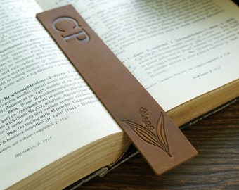 Personalized Bookmark,Custom Leather Bookmark, Initial Bookmark