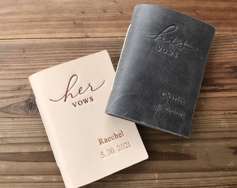 His and Her Vow Books, Leather Vows Book ,Custom Vows Booklet, Personalized Gift