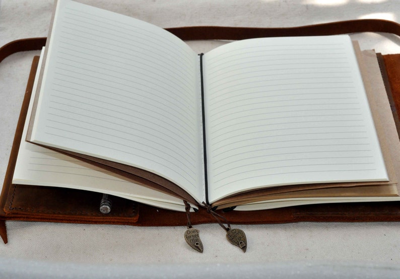 Diario di viaggio in vera pelle ricaricabile, diario vintage in formato A5, quaderno in pelle immagine 3