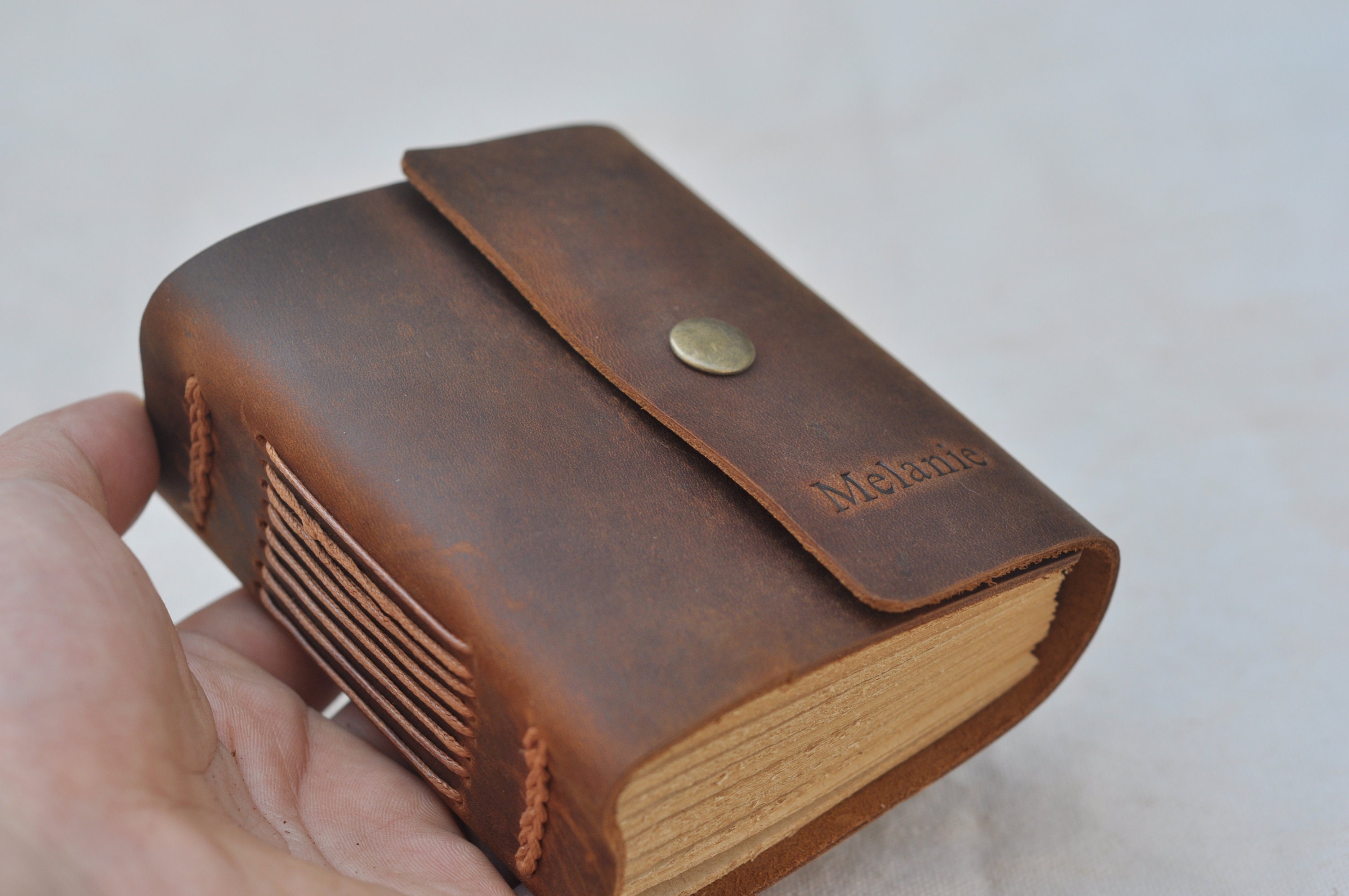 Personalized mini leather journal Pocket notebook small Etsy