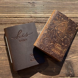 Personalized Leather Wedding Vows Book Vow Books Set Of 2
