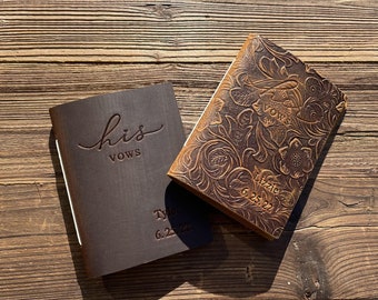 Personalized Leather Wedding Vows Book Vow Books Set Of 2