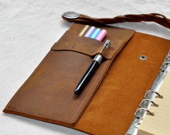 Unique Leather Sketchbook,Leather Journal, Replace paper with Binder, Handmade Office stationery,Gifts for him   ( Free stamp)