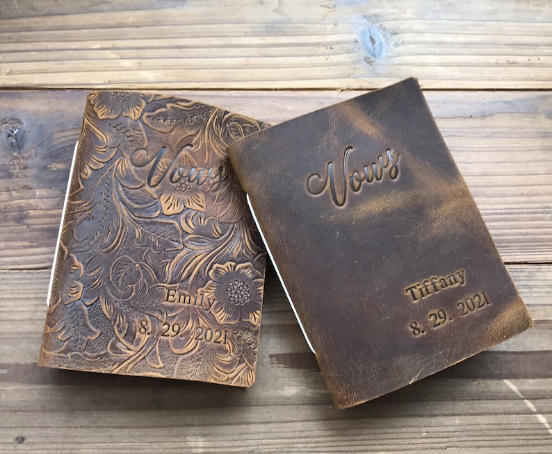 His and Her Vow Books, Leather Vows Book ,Custom Vows Booklet, Personalized Gift image 3