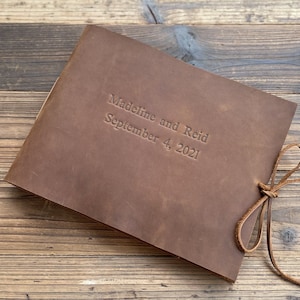 Personalized Handmade Leather Guestbook Custom Scrapbook Album Leather Sketchbook  Christmas Gift