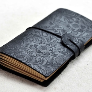 Flower Leather Journal Traveler's Notebook, Leather Notebook