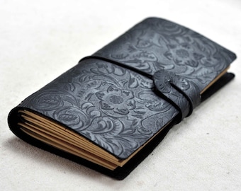 Flower Leather Journal Traveler's Notebook, Leather Notebook