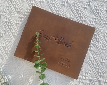 Personalized Wooden Guest book Perfect for Wedding, Leather Guest Book,  Photo Guestbook, Wedding album,gift for bride and groom