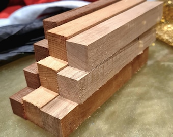 Wood Pen Blanks - 10 Pack - Mixed- Premium Grade Wood - American Chestnut, Black Walnut, Ambrosia Maple - Rare Wood Turning Pen Blanks