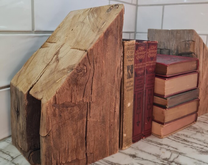 Rustic Wood Bookends - Reclaimed Wood 200 Year Old Wood. Bookshelf ...