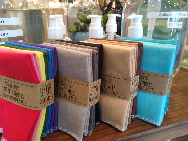 UNPaper Towels Solids YOU Pick Eco Zero Waste Gift Rainbow or Solid Pallettes On a Roll If You Choose image 4