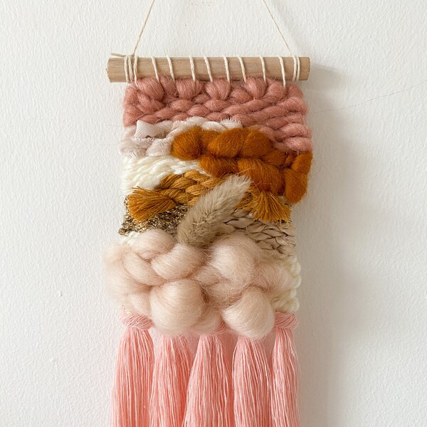 Piccola pesca / Parete intrecciata appesa / Decorazione a parete / Fibra d'arte / Arte della parete / Trama / Arazzo / Boho
