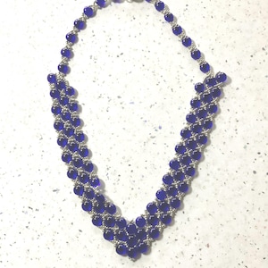 Purple  and silver V necklace
