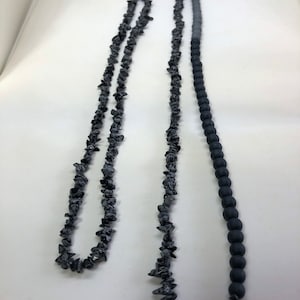 Snowflake obsidian and ceramic beaded necklace