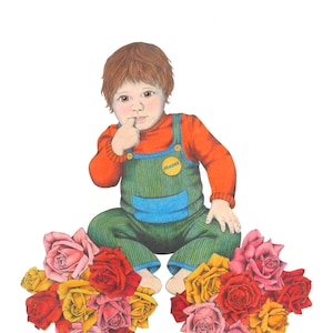 Moses supposes his toeses are roses. Children&#39;s street rhyme poster. High quality gyclee print from an original illustration by shop owner.