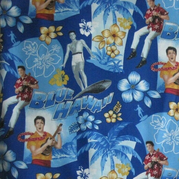 Elvis Blue Hawaii 100% Cotton Fat Quarter 18" X 22"  Bright Vivid Colors