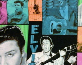 Elvis Presley Fabric Fat Q. 18&quot; x 22&quot;  Neon Collage  100 % Cotton Cut From Bolt