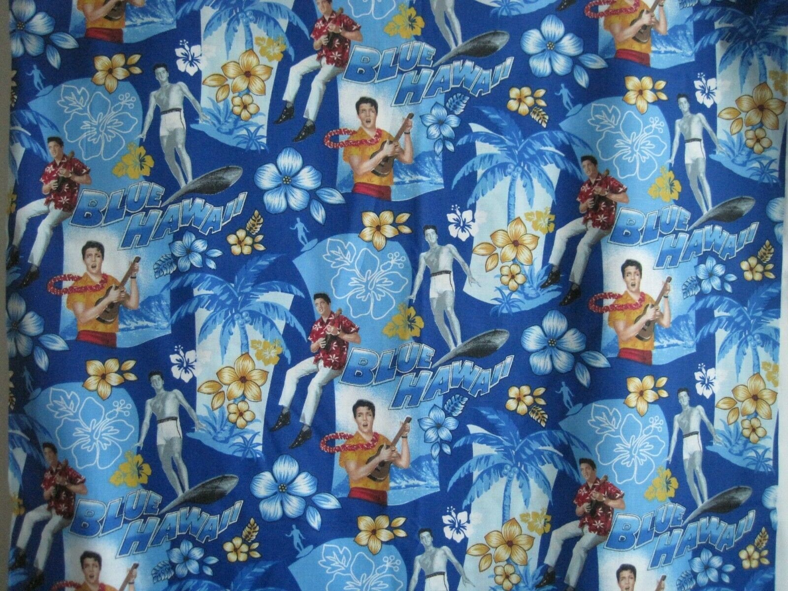 Elvis Blue Hawaii 100% Cotton Fat Quarter 18" X 22"  Bright Vivid Colors