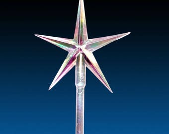 Large 4" Clear Aurora Star For Ceramic Christmas Tree  Beautiful Star Reflecting Mother Of Pearl