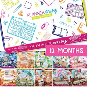 Caixa de assinatura do Planner Envy TRIAL. Adesivos de planejador, clipes de planejador, clipes de papel, acessórios, canetas, etc. Sem cupons ou descontos.