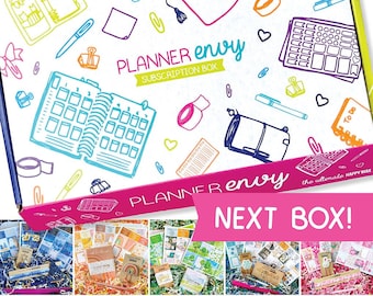 Planner Envy Subscription Box TRIAL. Planner stickers, planner clips, paperclips, accessories, pens, etc. No coupons or discounts.