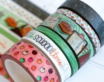 Thin Washi Tape Set off 5 10 Mm X 3 M Planner, Journal, Diary, Scrapbook  Essential Cherry Blossom, Leaves, Blue, Geometric, Pink 